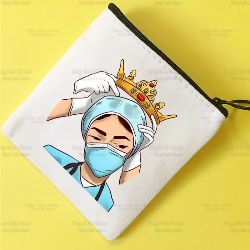

I'm A Nurse Life Canvas Purse Card Key Mini Purse Pouch We Can Do It Nurse Girl Kids Children Cute Small Zipper Coin Purse