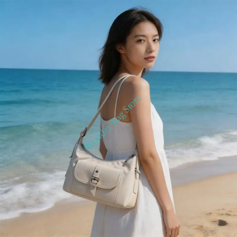 Women Retro PU Shoulder Bag with Front Flap Pocket and Top Closure Handbag Compact Everyday Purse for Daily Carry and Commute