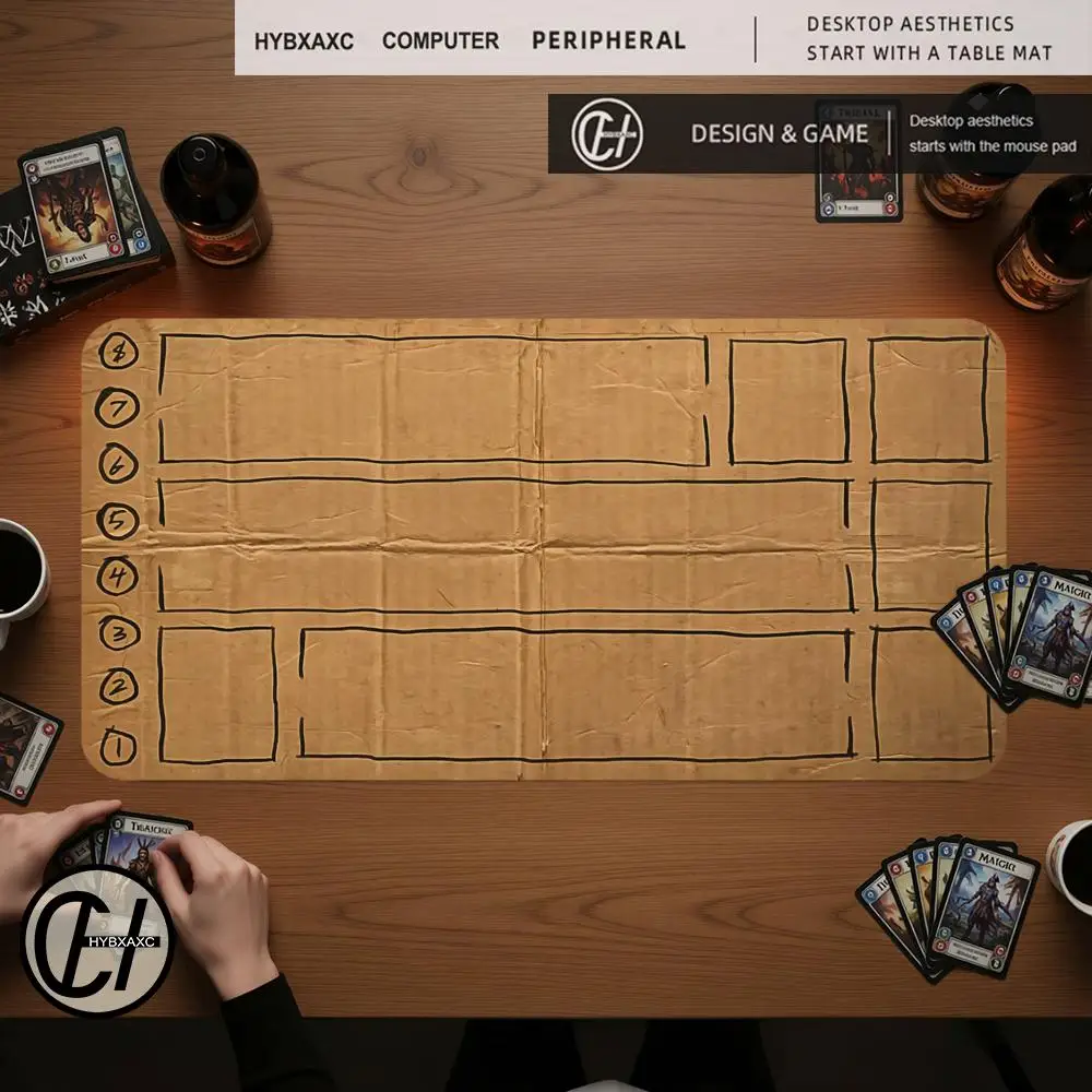 

HYBXAXC Kraft Paper Style Playmat, Non-Slip TCG Card Game Mat, Empty Zone Layout for Custom Use