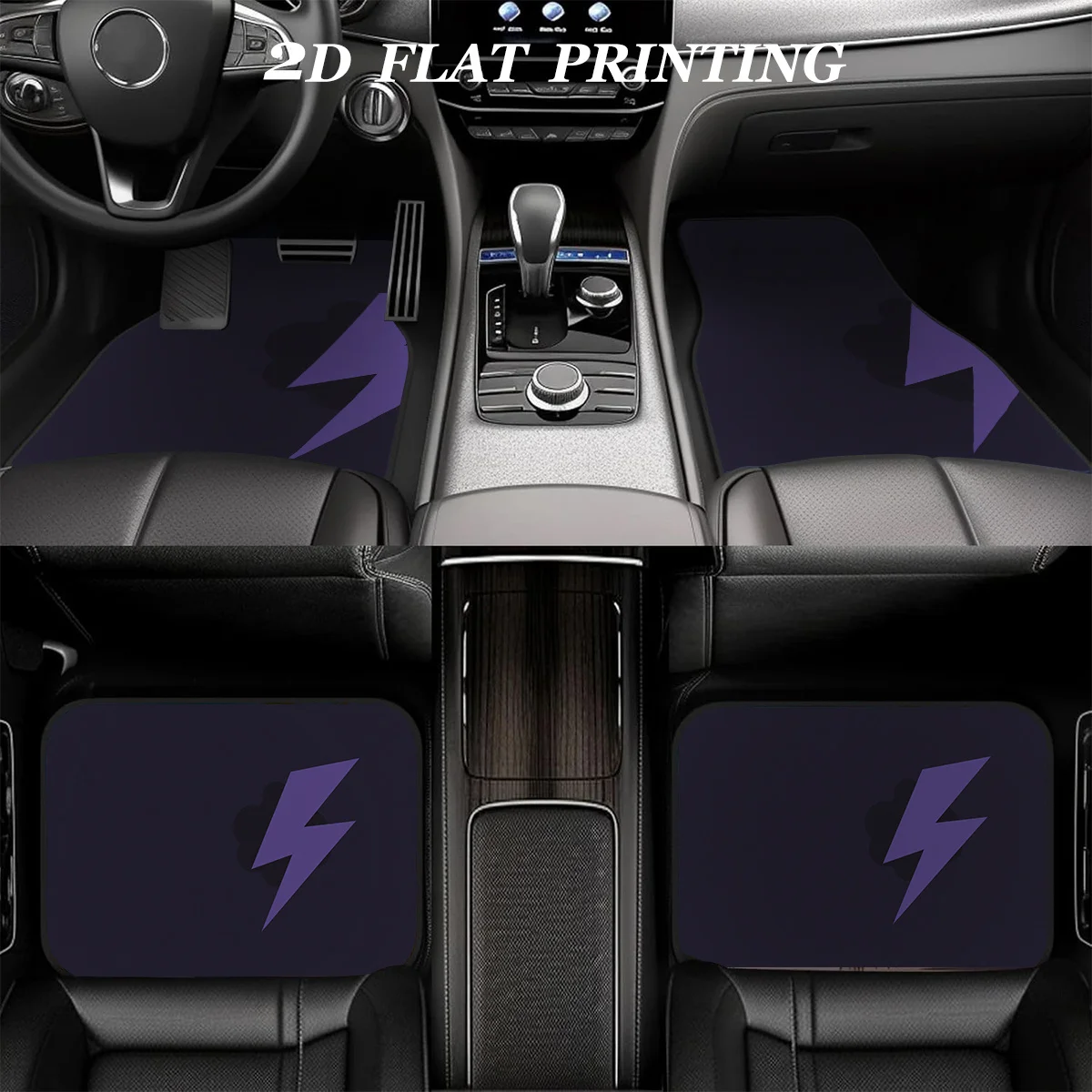 4pcs, Non-Slip Polyester Car Mats With A Cartoon Lightning Logo, Suitable For Sedans And Suvs, Serving As Interior Decor And Pro
