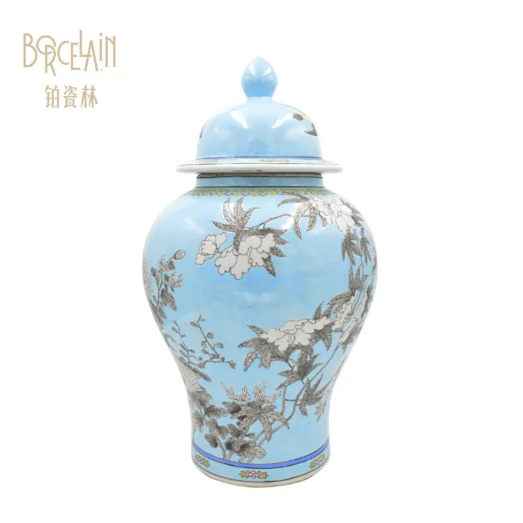 Good Quality Blue Ceramic Desk Lamp, Flower Pattern Led E27 Home Decorative Table Lamp Made in China - Image 4