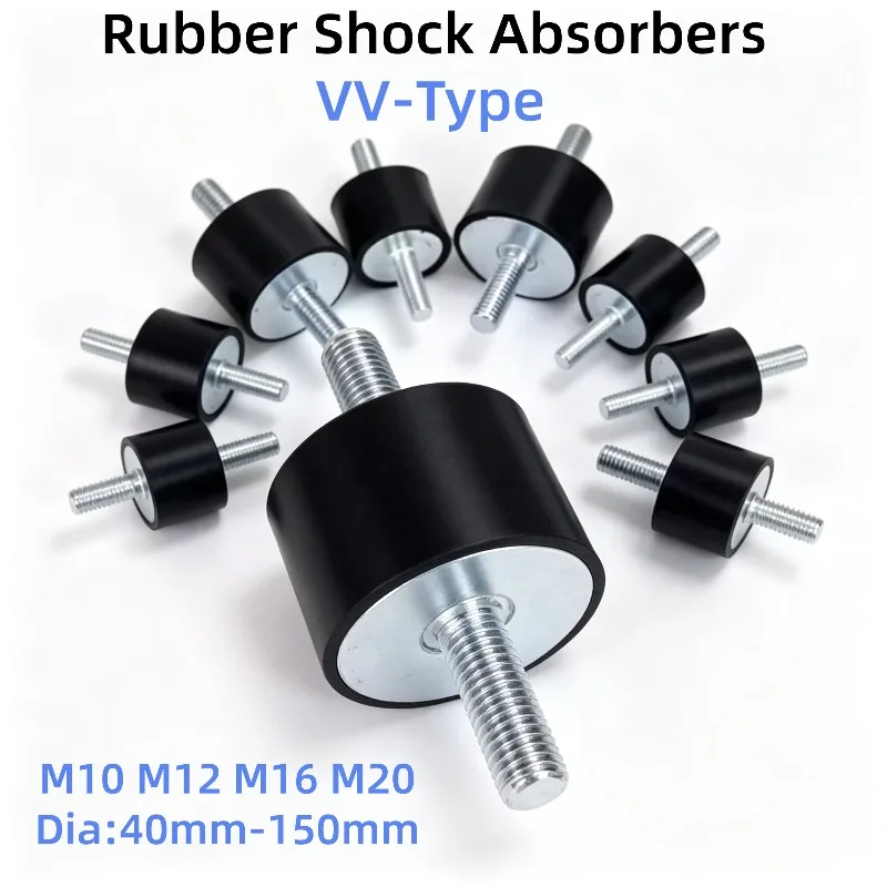 1Pcs Double Head VV Rubber Shock Absorber M10 M12 M16 M20 Threaded Stud Anti Vibration Mount Dia 40-150mm Machinery Isolator