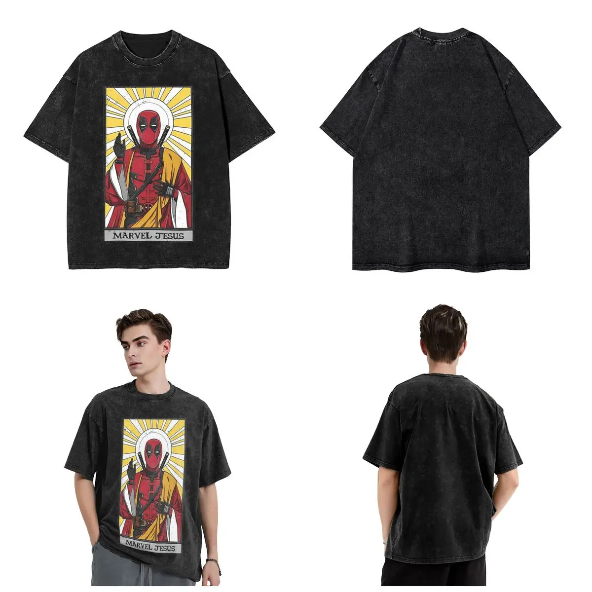 Vintage Funny Jesus Deadpool Cool D&W T Shirt Apparel Tee Shirt Men Women 100% Cotton T-shirts