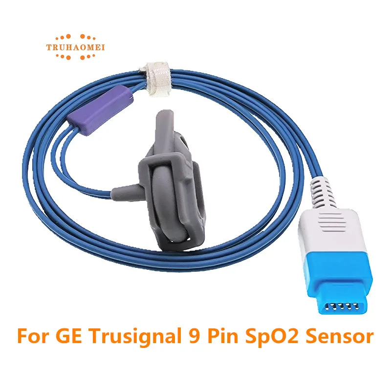 SPO2 Sensor 9 Pin For GE Datex Ohmeda Trusignal Pulse Oximeter Probe OXY-F-UN 0.9 Meter S/5 i4 Modular Monitors with E Series