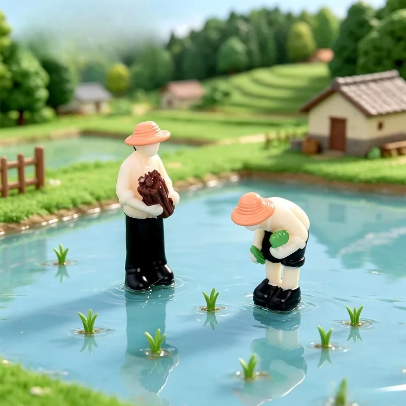 Micro-landscape Seedling Planting Farmer Simulation Villain Doll Pastoral Landscaping DIY Decoration Desktop Small Ornament