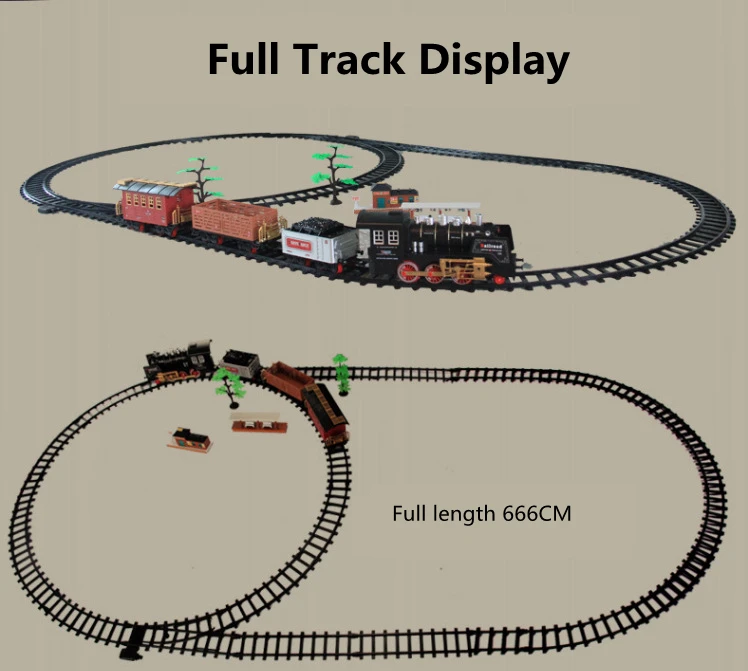 ارتفاع محاكاة التدخين البخار رذاذ 2.4G RC نموذج قطار البخار مع ضوء الصوت القيادة 666 سنتيمتر المسار لتقوم بها بنفسك الجمعية مدخنة السكك الحديدية