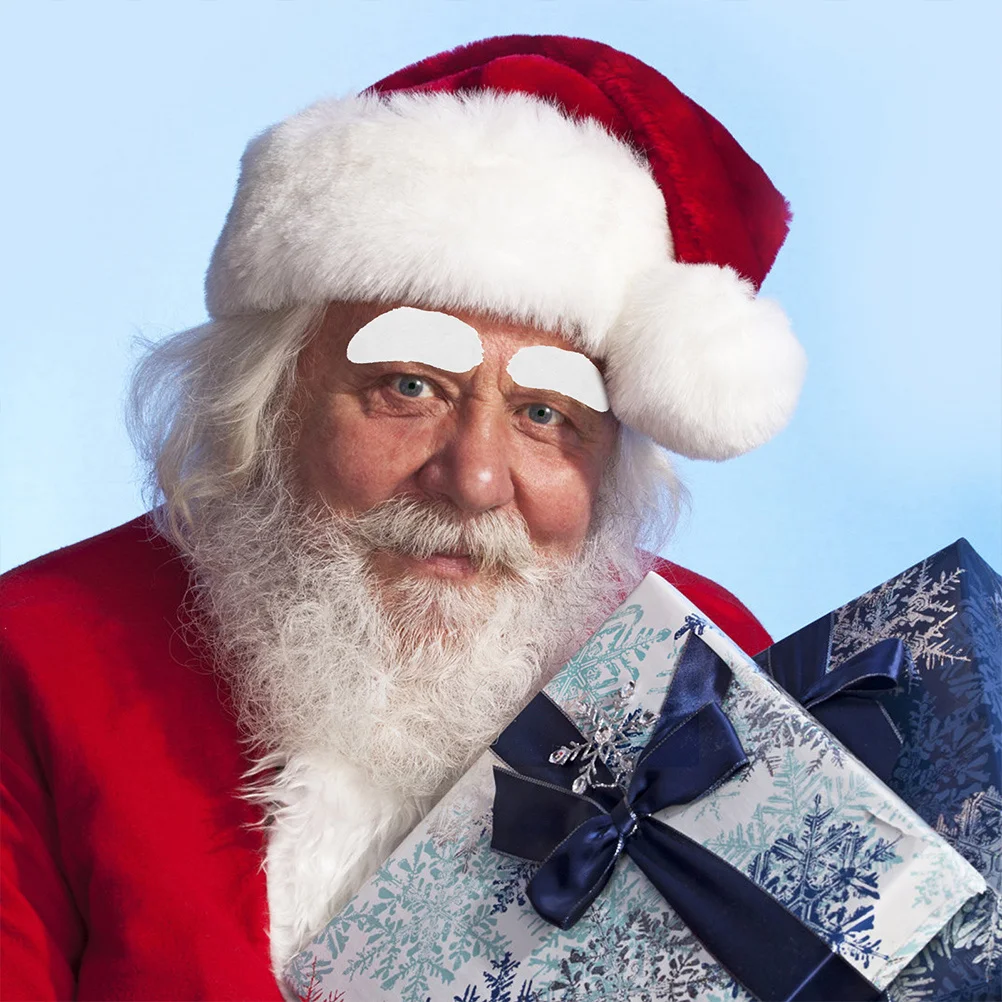 5 pares de cejas de Papá Noel, cejas postizas blancas, disfraz autoadhesivo, pelo Facial, fiesta de Navidad, barba, ceja, accesorios de Cosplay