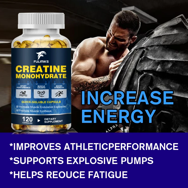 Creatine Monohydrate Capsules for Muscle Mass Strength, and Performance Improvement Workout Recovery