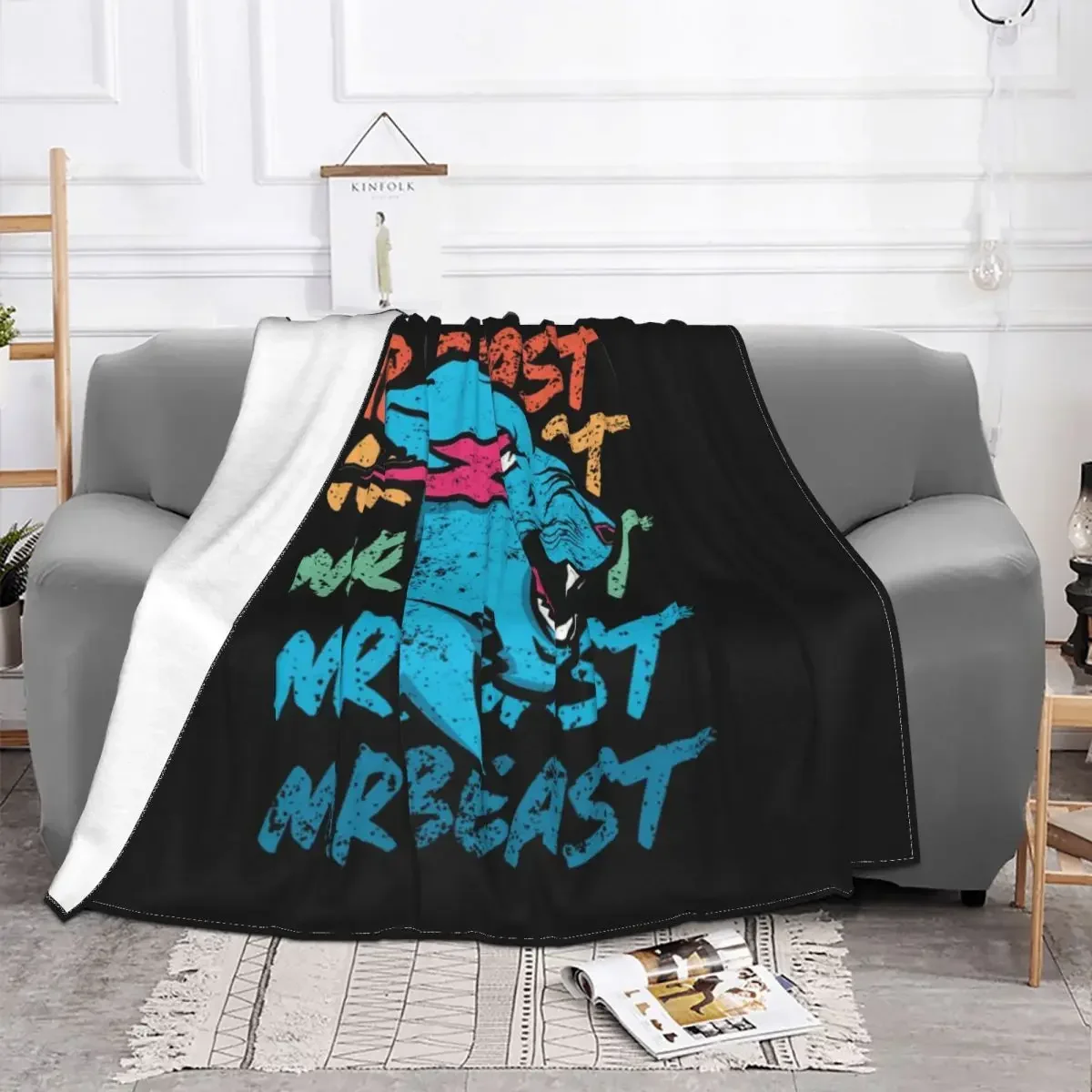 Retro Vintage Mr Game Blanket Fleece All Season Funny Mr Gaming Beast Portable Throw Blanket for Bed Car Plush Thin Quilt