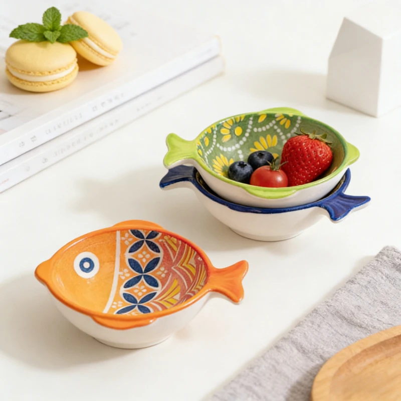 Japanese Creative Ceramic Fish Shaped Dish Retro Seasoning Sauce Vinegar Dish Multi Purpose Kitchen Tableware Small Plate Gift