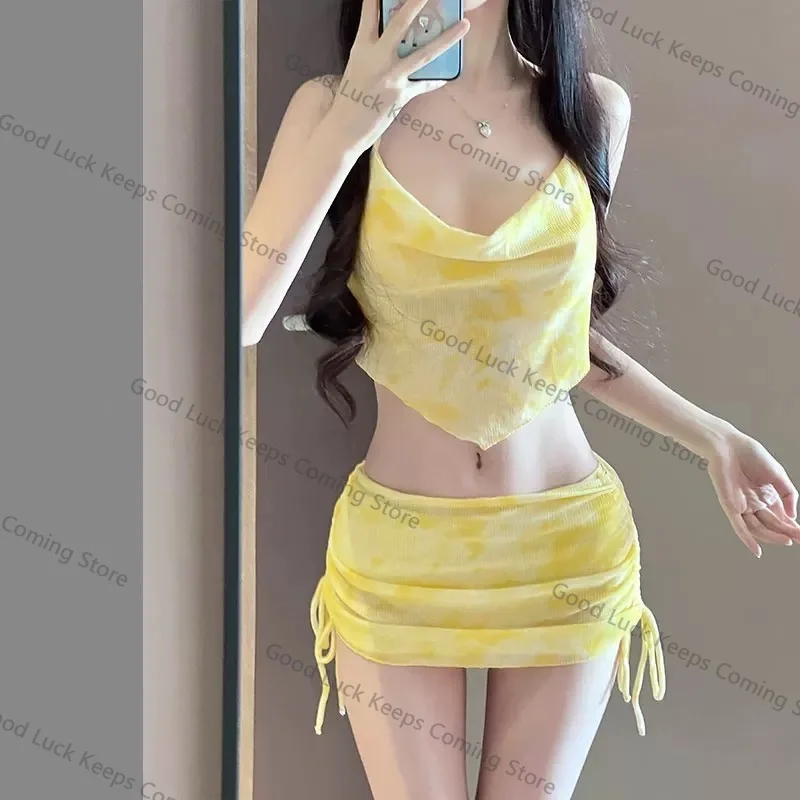 

​ ​ Женский сексуальный комплект бикини из 3 предметов, утягивающая юбка с запахом, пляжный курортный купальник с горячими источниками, купальник для отпуска, термоспа ​ ​