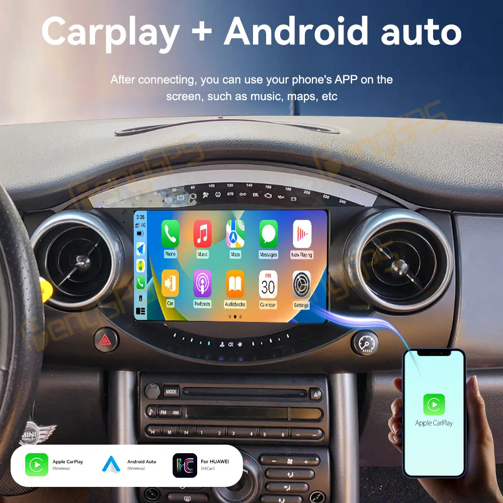 لسيارات BMW ميني كوبر R50 R52 R53 2004 -2006 نظام ذكي مشغل وسائط متعددة لاسلكي Carplay Autoradio ستيريو GPS نافي تاتش
