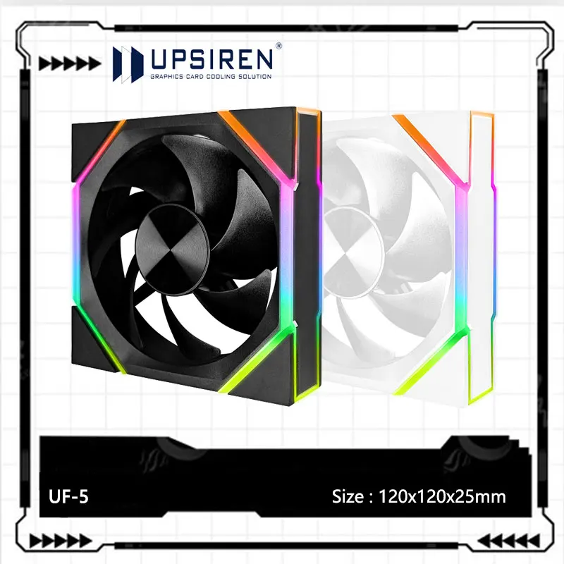 

Вентилятор для компьютерного корпуса UPSIREN UF-5 ARGB, высокое давление воздуха, низкий уровень шума/800~2000 об/мин/интерфейс 5V 3PIN ARGB/12V 4PIN PWM