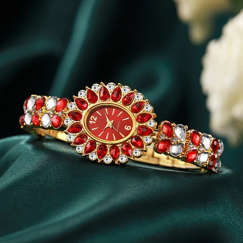 Fashion Women Watches Luxury Rhinestone Bracelet Strap Quartz Wristwatch Girls Clock Reloj Mujer