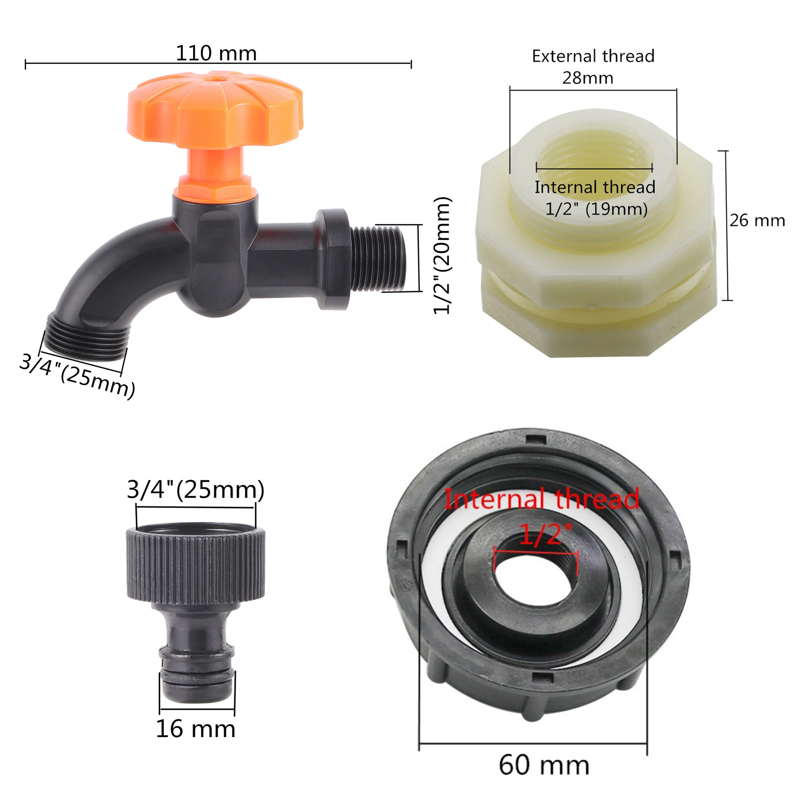 S60X6 IBC Tank Adapter 1/2