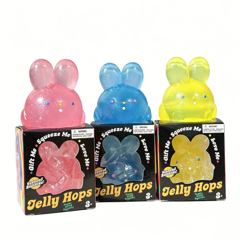 Schylling Needoh Jelly Hops Cute Bunny Rabbit Shape TPR Sensory Toy Calm Down ADHD Non-toxic Anxiety Relief Squeeze Stretch Toy