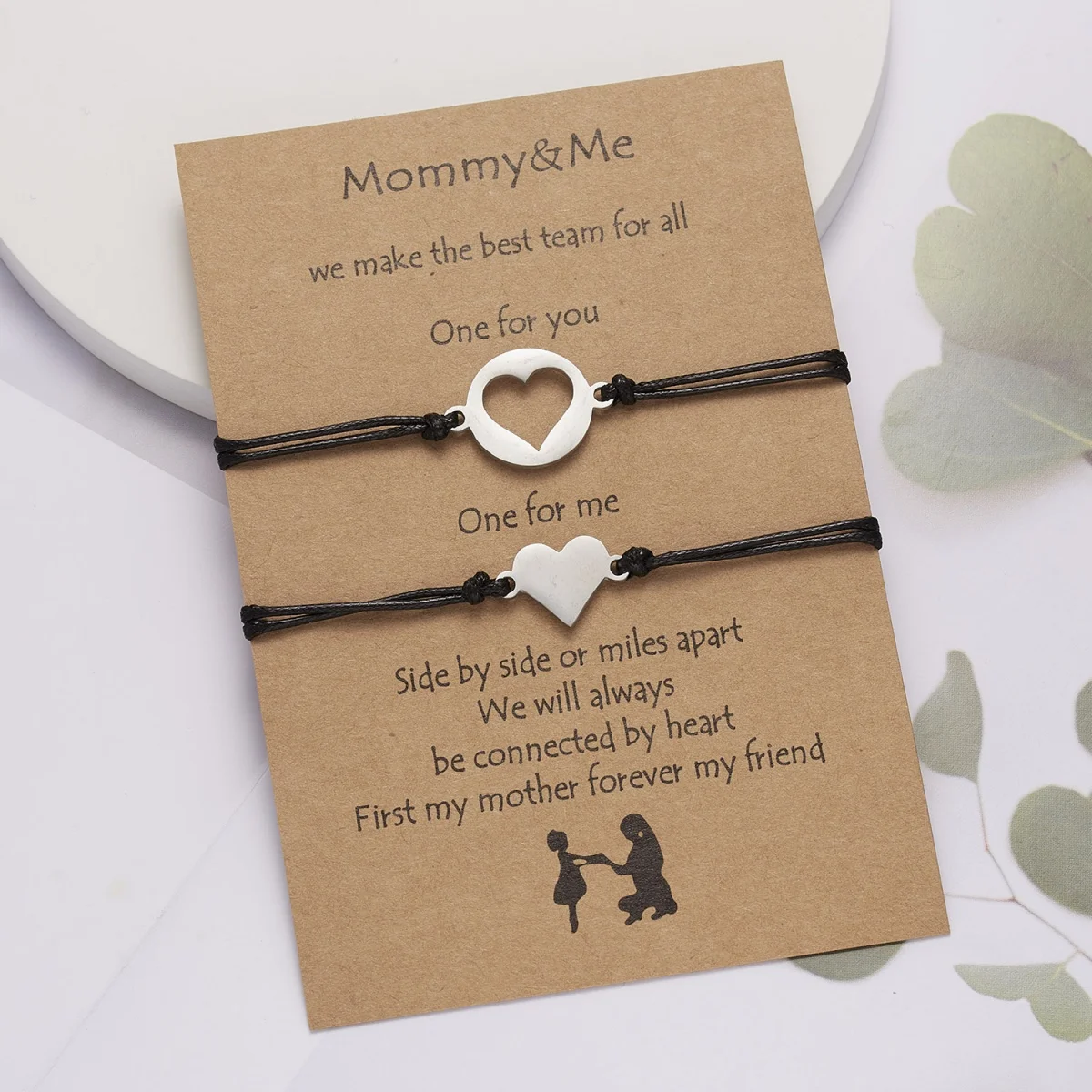 Pulseras de pareja de corazón de amor hueco de acero inoxidable para mujeres y hombres, brazalete trenzado hecho a mano para madre, hija, hermana, familia, joyería