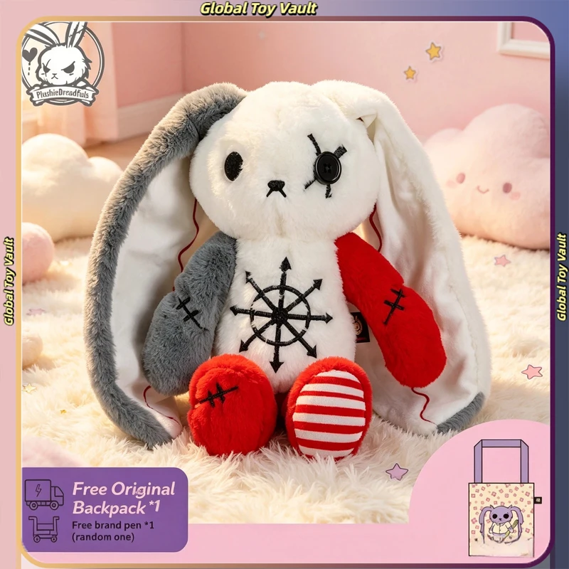 Plushiedreadfuls Canvas Tote Bag Gothic Rabbit Print Reusable Stress Relief Anxiety Relief For Adhd Adults Daily Shopping Travel