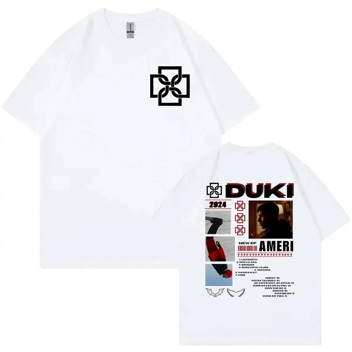 Rapper Duki Graphic T Shirts Antes De Ameri Double Sided Print Short Sleeve T-shirt Men Women Fashion Hip Hop Vintage T-shirts