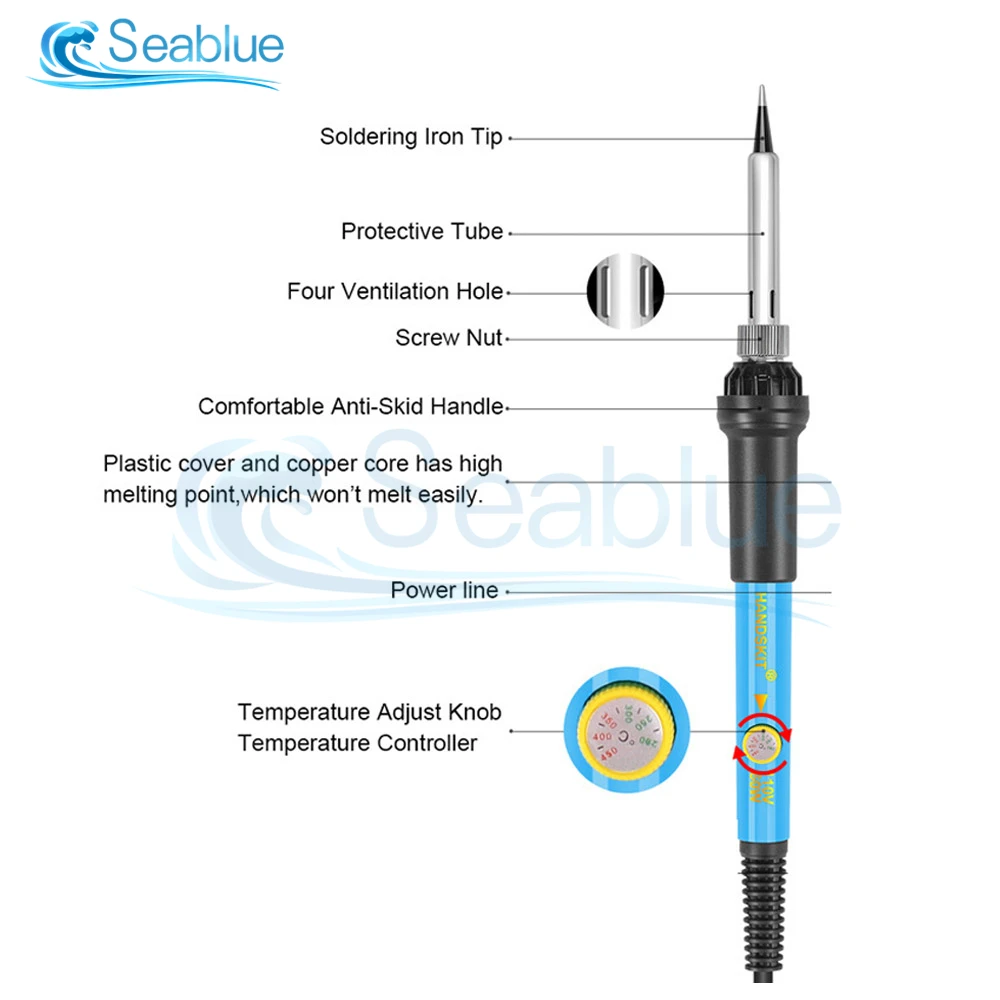 60W Electric Soldering Iron Adjustable Temperature Soldering Pen Soldering Gun Repair Soldering Tool Soldering Iron Head