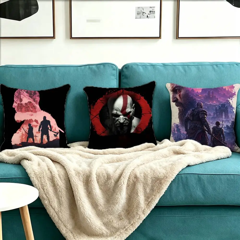 Game Mythological G-God of W-War Pillow Case Square Double-Sided Sofa Cushion Cover Bedroom Bedside Pillow