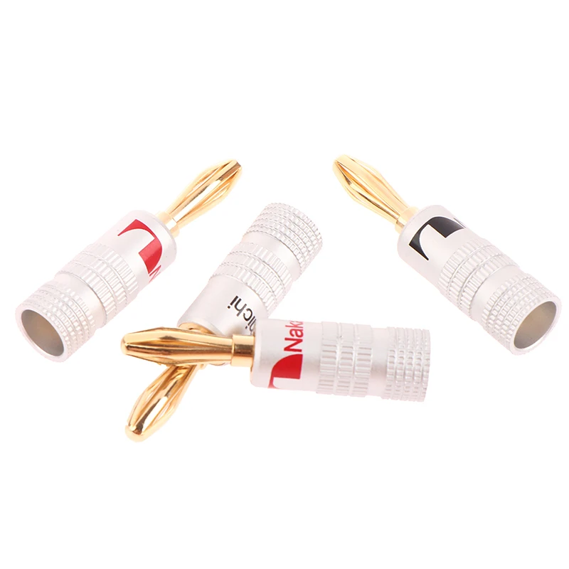 2Pcs 4mm Audio Plug Jack Banana Plugs for Speaker Wire Gold Plated Banana Adapter Cable Connector Clips Binding Post Connector