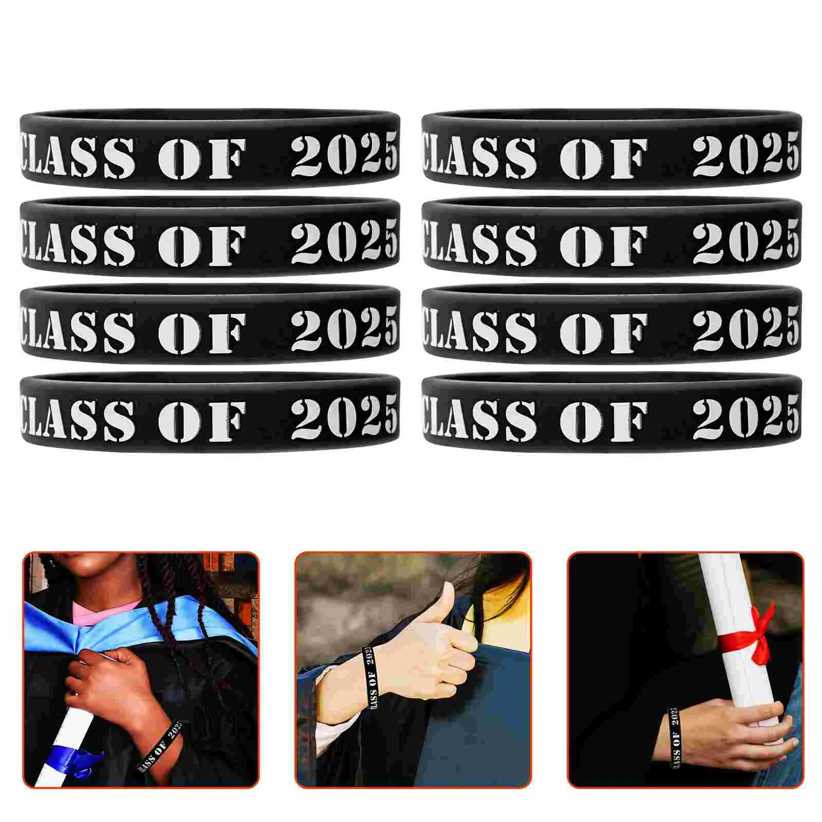 

25 Pcs Graduation Silicone Bracelets Class of 2025 Elastic Keepsake Party Supplies Souvenirs for School Events