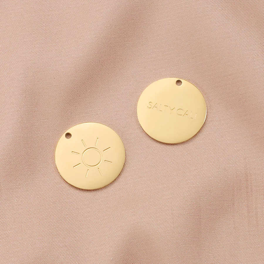 50pcs/Lot 6-35mm Stainless Steel Custom Logo Etch Engraved Charms Custom Logo Tags Deep Etched Logo Round Pendants Metal Charms