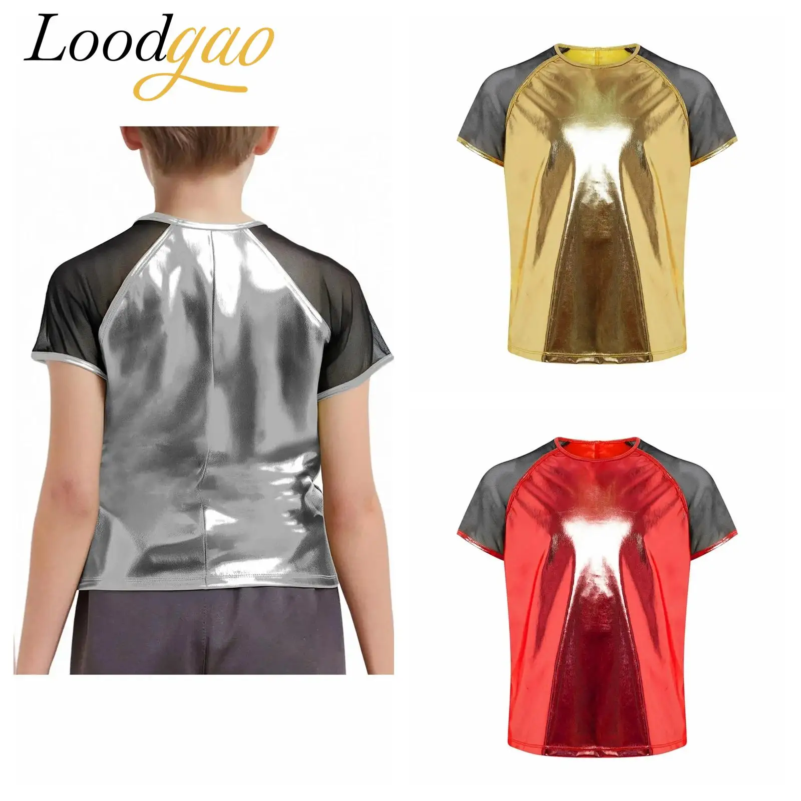 Детский костюм для джазового танца, музыкальный фестиваль, вечерние футболки для детей, девочек и мальчиков, металлическая одежда в стиле хип-хоп, футболки с короткими рукавами