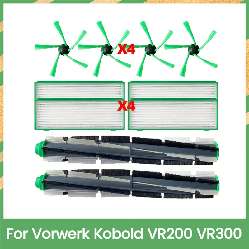 قطع غيار لـ Vorwerk Kobold VR200 VR300 فرشاة جانبية رئيسية فلتر Hepa ملحقات التنظيف المنزلية الفعالة
