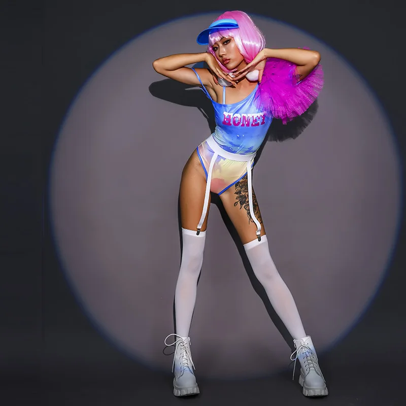 GKnitting-Tenue de brevSexy pour Femme, Costume de Batterie de Performance, Vêtements de Discothèque, Bar, Spectacle, Kpop, Jazz, Scène, Rave Wear, Ceinture à Nministériels d