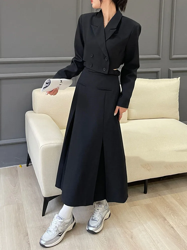 سترة بدلة بدون حمالات مستوحاة من تصميم TLXT مجموعة أزياء تنورة طويلة راقية للنساء ملابس ربيع 2025 XK1083