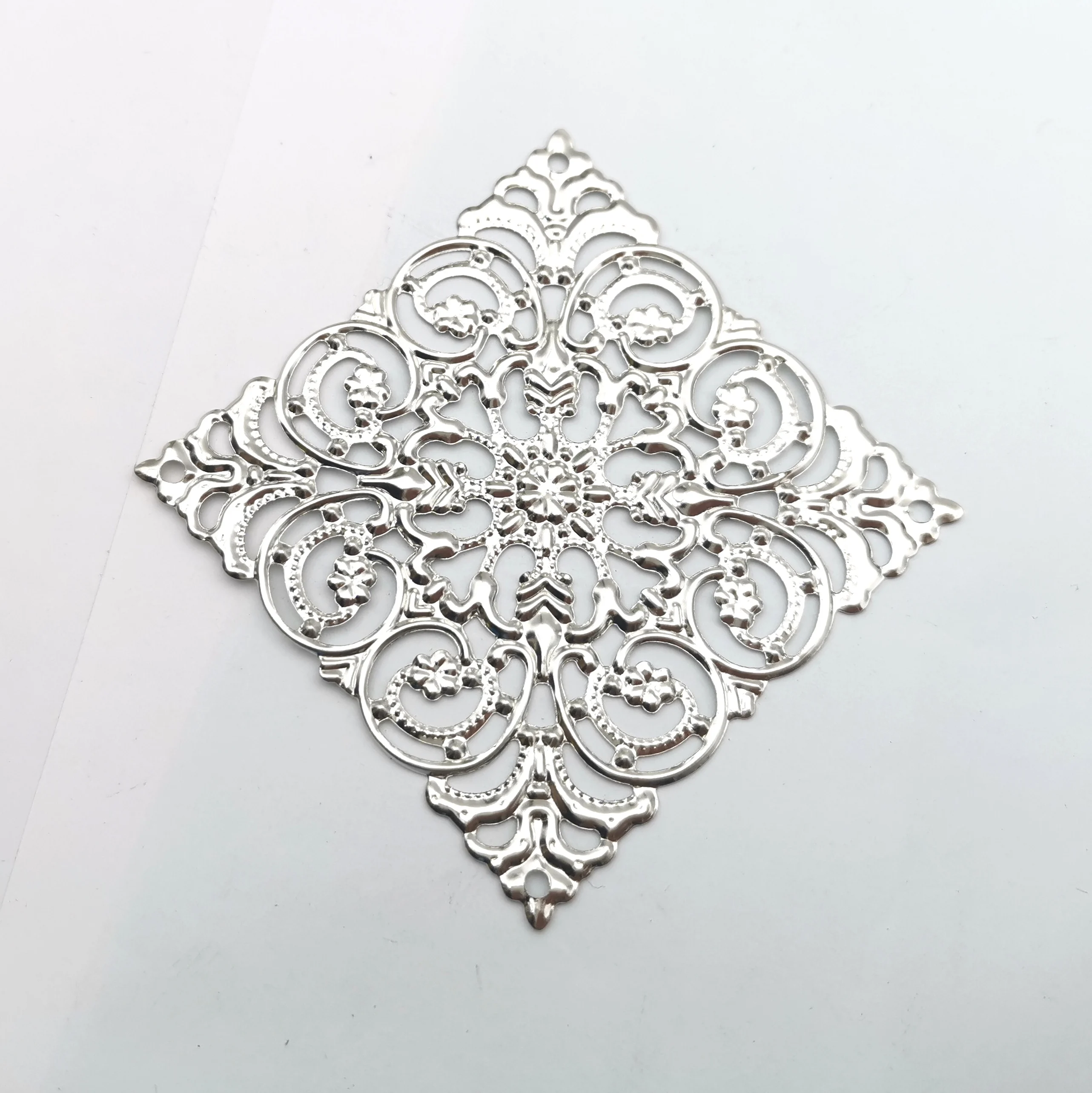 10 PCS 50mm Gold Color Metal Filigree Big Flower Slice Charms Base Setting DIY Jewelry Making Components Finding