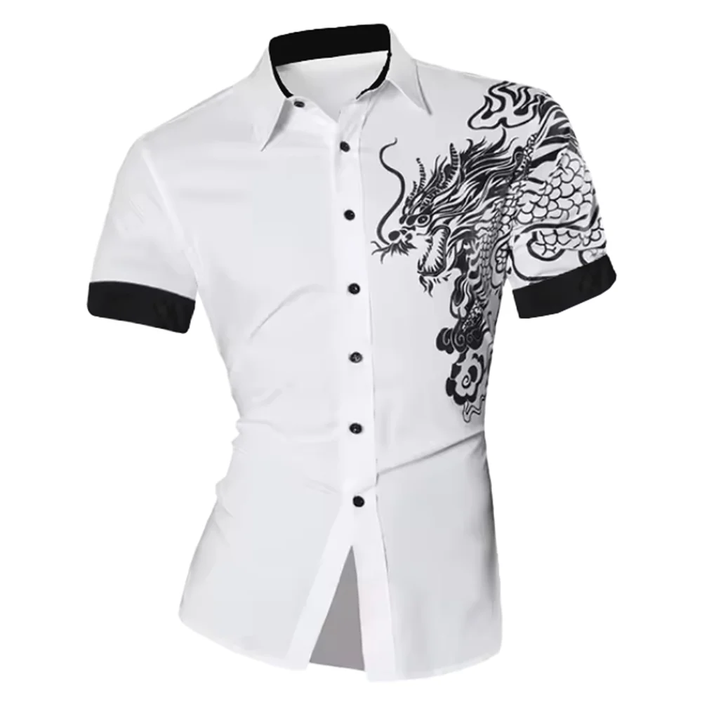 Summer new men's short-sleeved shirts casual printed clothing handsome popular street comfortable senior men's tops