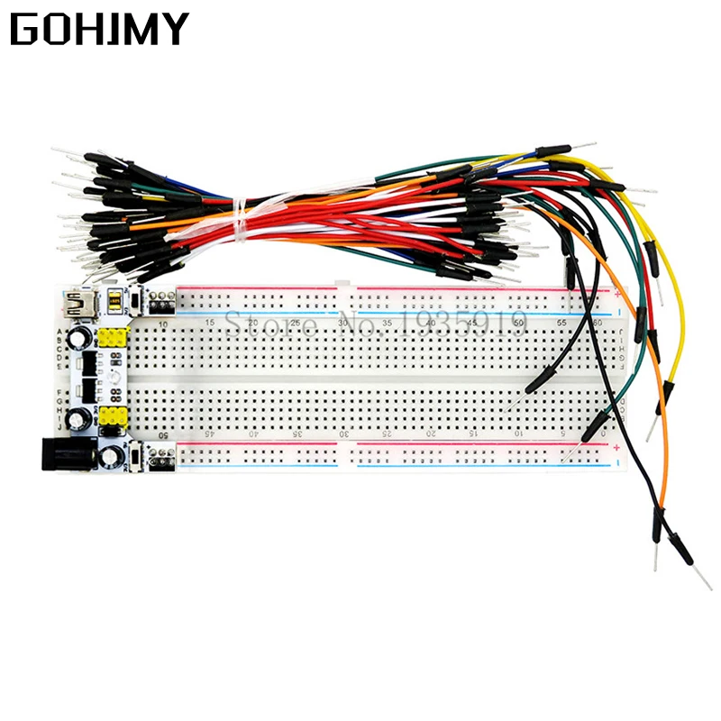 MB-102 830 points Prototype Bread board kit+MB102 Breadboard power module+65 jumper wires wholesale 3.3V 5V for arduino