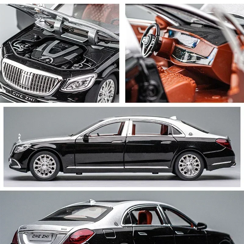 Modèle réduit de voiture Mercedes Benz Maybach GLSfemale en alliage moulé sous pression, simulation de son et lumière, véhicule, jouet, cadeau pour enfant, échelle 1:24