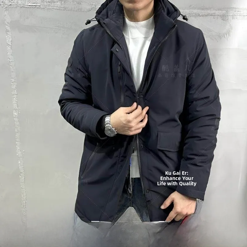 

Thickened Outdoor Parka Cotton Jacket with Built-In Temperature Gauge Waterproof Windproof High End Warm Fashion Urban Style