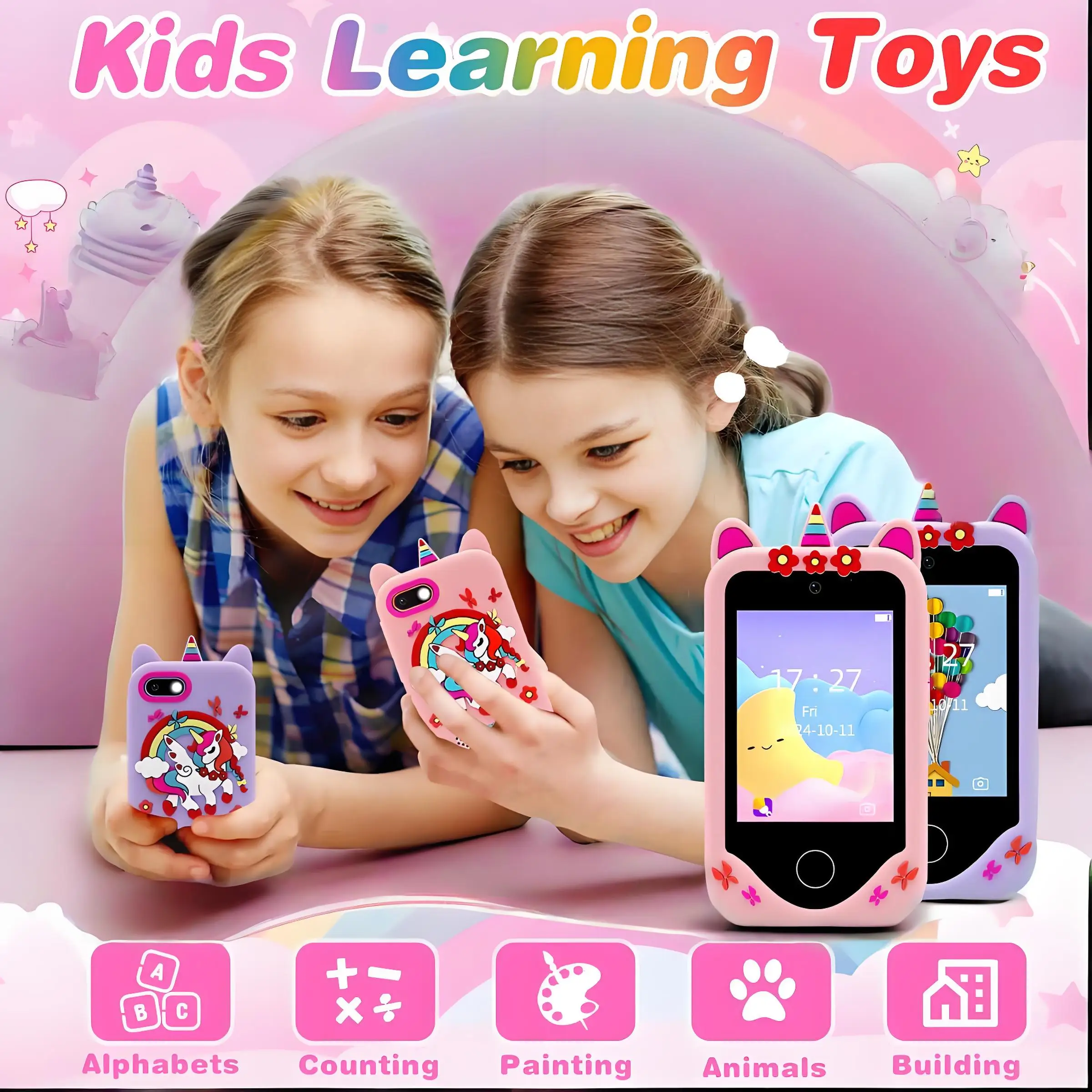 2.8 بوصة الاطفال هاتف ذكي 1080P كاميرا مزدوجة ألعاب تعليمية عادة لعبة تدريب تعلم الهاتف مشغل MP3 عيد ميلاد هدية عيد الميلاد