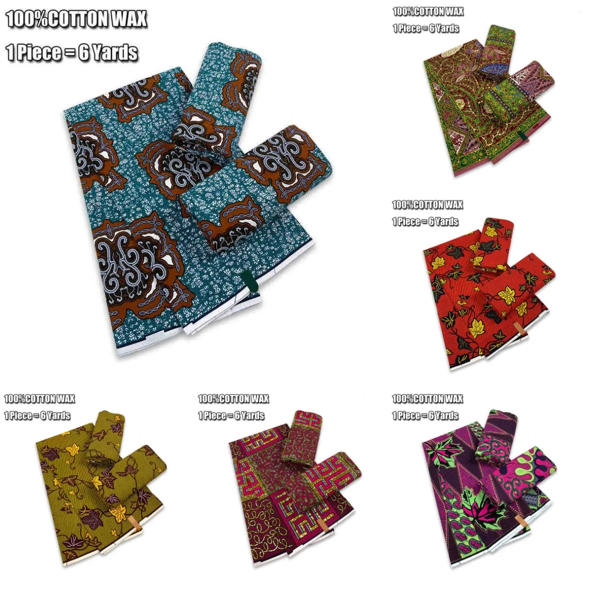 

High Quailty Nigerian Ankara African Wax Prints Fabric Sewing Veritable Soft Textile Material 6 Yards Party Women Cotton Wedding