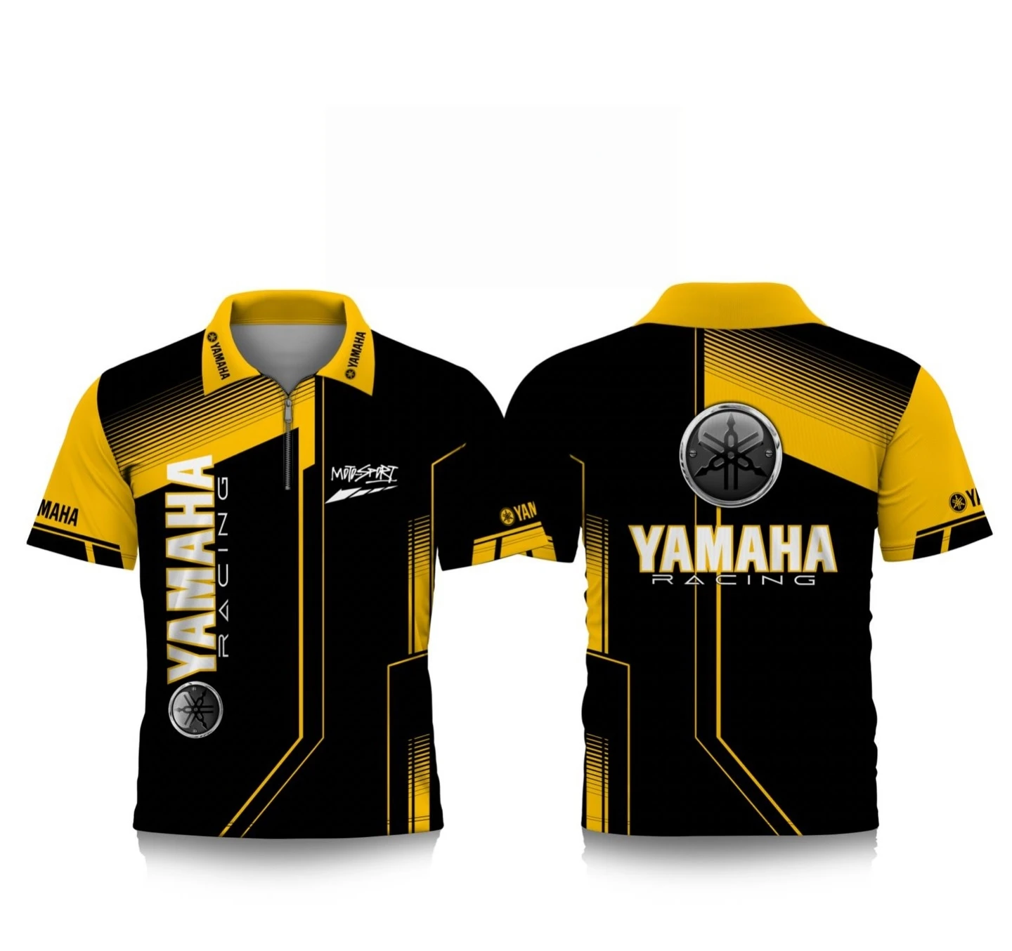 YAMAHA Business Collar Polo Shirt Short Sleeve Men Retro Motorcycle Racing Team Uniform Half Chain Speed Drying Cycling Coat Top