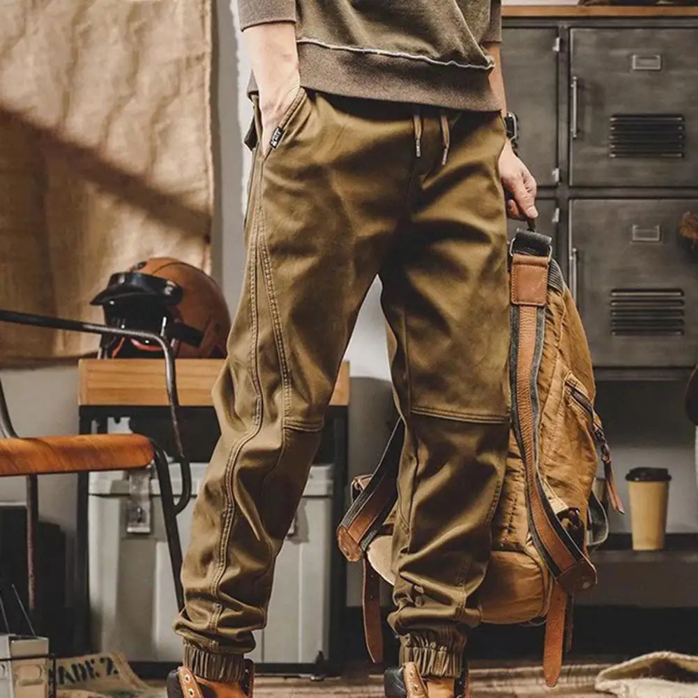 

Men Cargo Pants Vintage Elastic Waist Drawstring Ankle Tied Harem Pants Sport Pants Tactical-Military Trousers pantalones hombre