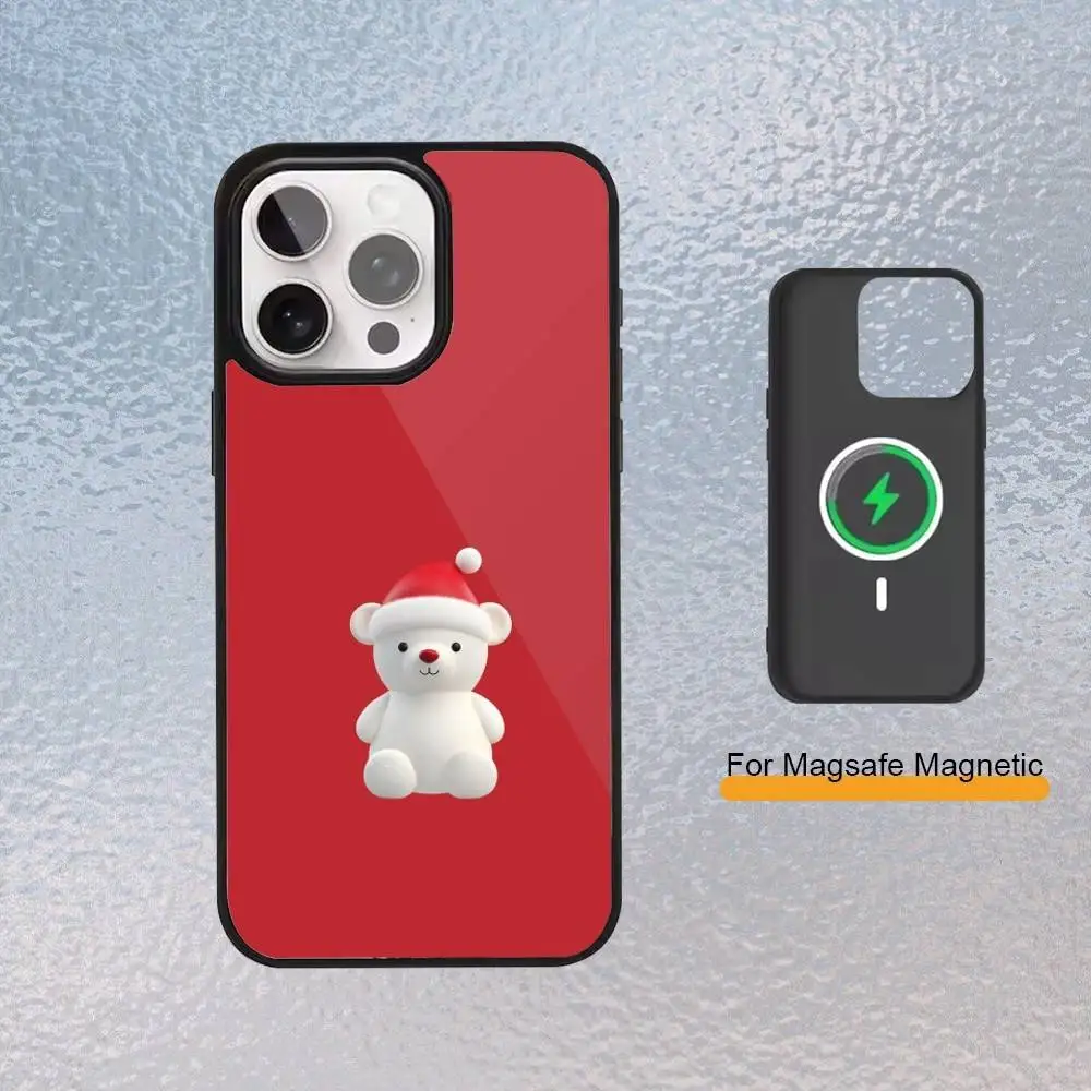 حافظة هاتف على طراز عيد الميلاد لهاتف آيفون 17,16,15,14,13,12,11 Plus، غطاء شحن لاسلكي مغناطيسي Pro Max