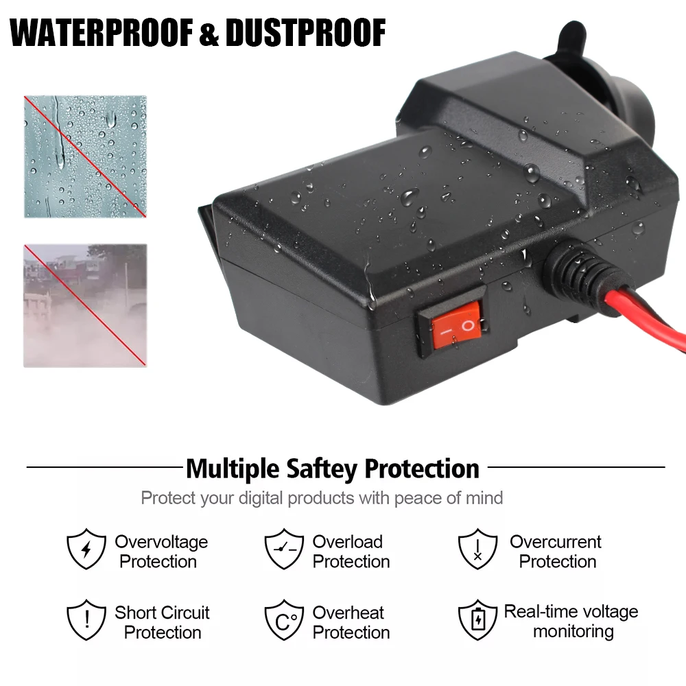 ON/OFF Switch Dual USB Socket with Cigarette Lighter Digital Voltage Meter 3.4 A Quick Charge 3.0 Motorcycle Charger 10-24V image 5