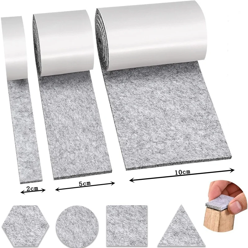 

Утолщенные самоклеящиеся войлочные полоски для мебели, регулируемые по форме, для защиты от скольжения и шума, войлочная лента для ножек столов и стульев, защита пола