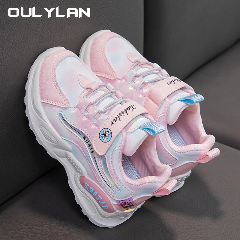 Kids Spring Sneakers Girls School Casual Shoes Outdoor Breathable Running Shoes Light Soft Pink Non-slip Children Shoes