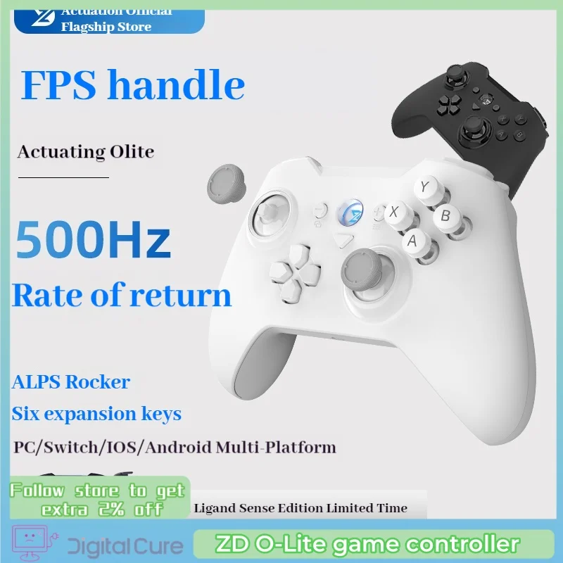 Zd O-Lite Game Controller Wireless Computer Vibration Hall Joystick Steam Apex Wake-Up Switch Motion Fpspc Apple Ios Bluetooth