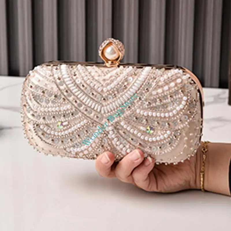 

H3CB All-matching Banquet Bag for Women Girl Wedding Handbag Rhinestones Evening Bag Clutches Purse Chain Strap Shoulder Bag