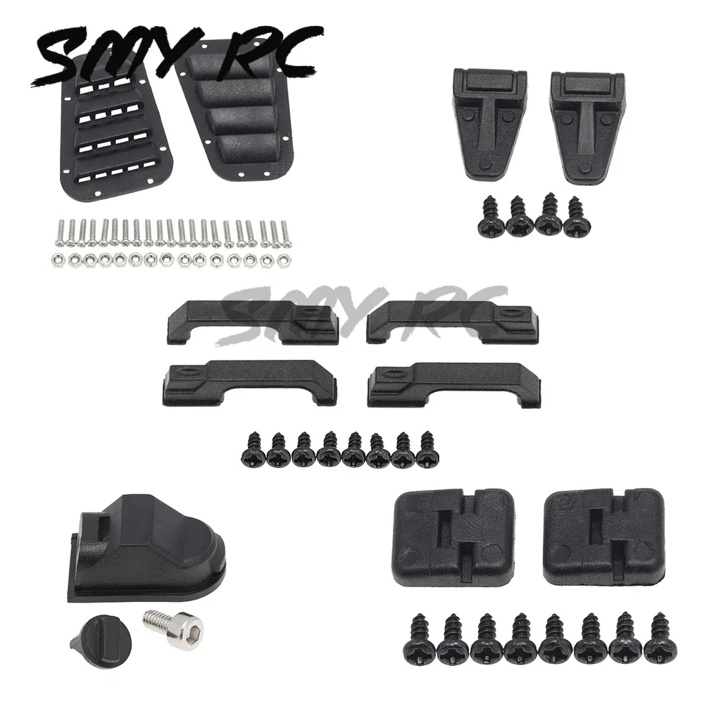 Metall-Türscharniere, Kühlergrill, Griffe, Motorabdeckungsscharniere, Tankdeckel für 1/10 RC Crawler TRX-4 Defender D90 Upgrade-Teile