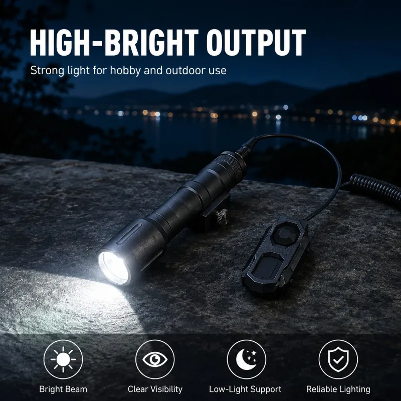 Zoom‑tunable PLH‑V2 Alloy Flashlight, High‑brightness Torch Lamp with Mouse‑tail Remote‑control Accessory