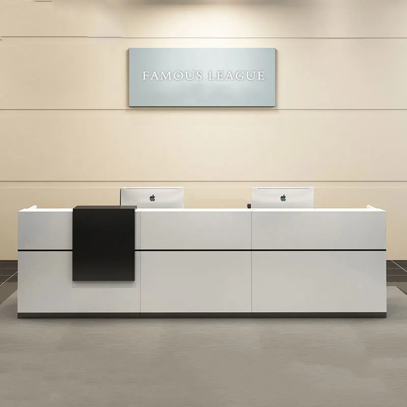 Front Desk Sales Reception Desk Counter Modern Small Leadership Wood Office Furniture Panel Hot Sale White White Color